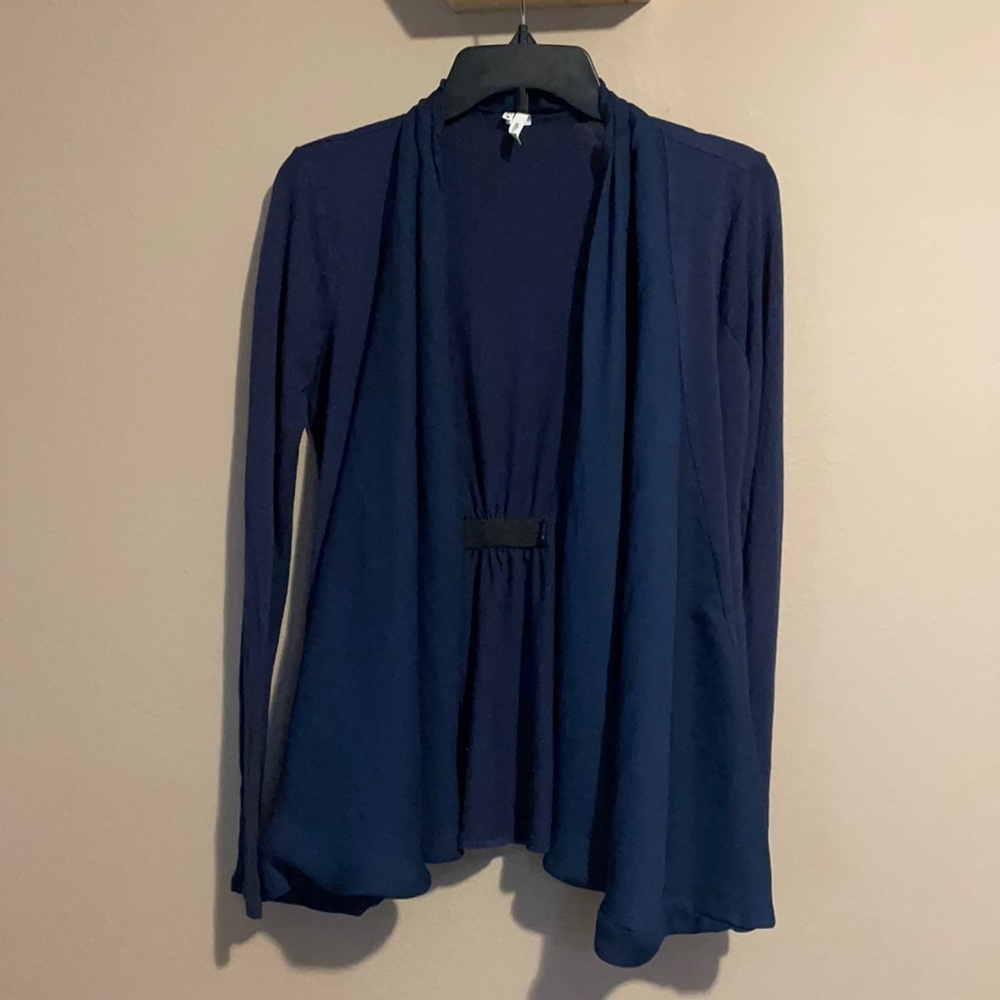 Navy blue semi-dressy cardigan. Size medium. Brand Studio Y.